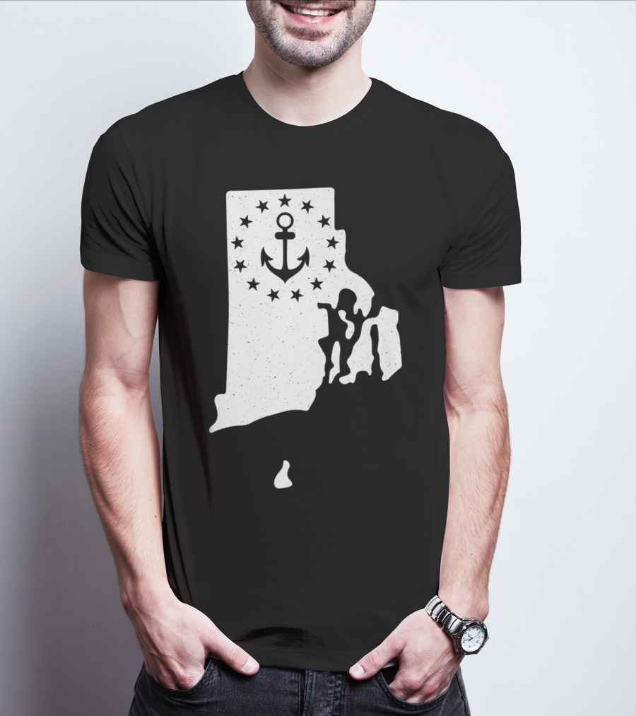 Rhode Island Anchor Independence With Stars T-Shirt