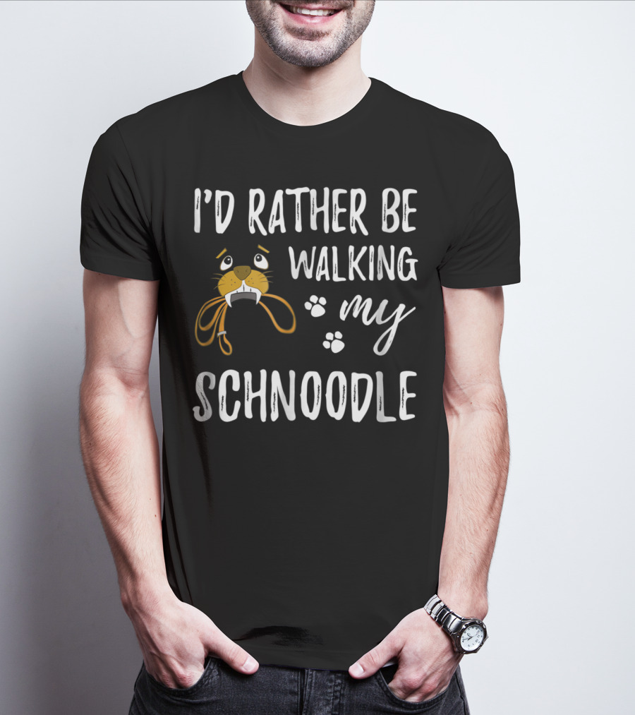 I'd Rather Be Walking My Schnoodle Dog Mom Paw Prints T-Shirt
