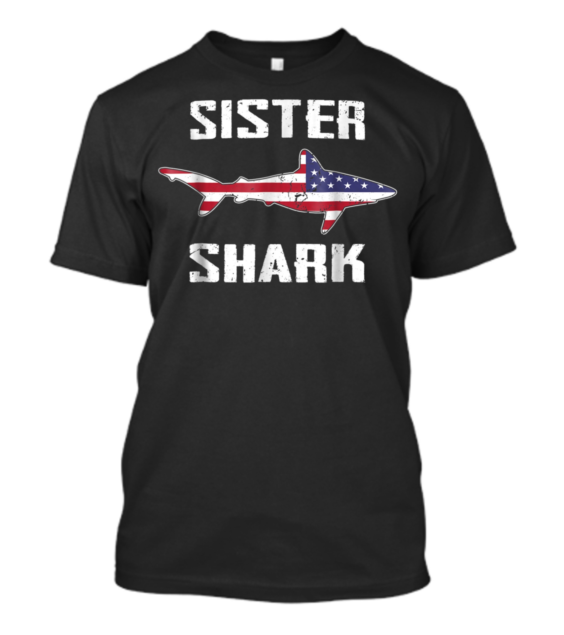 Sister Shark American Flag Matching Family T-Shirt