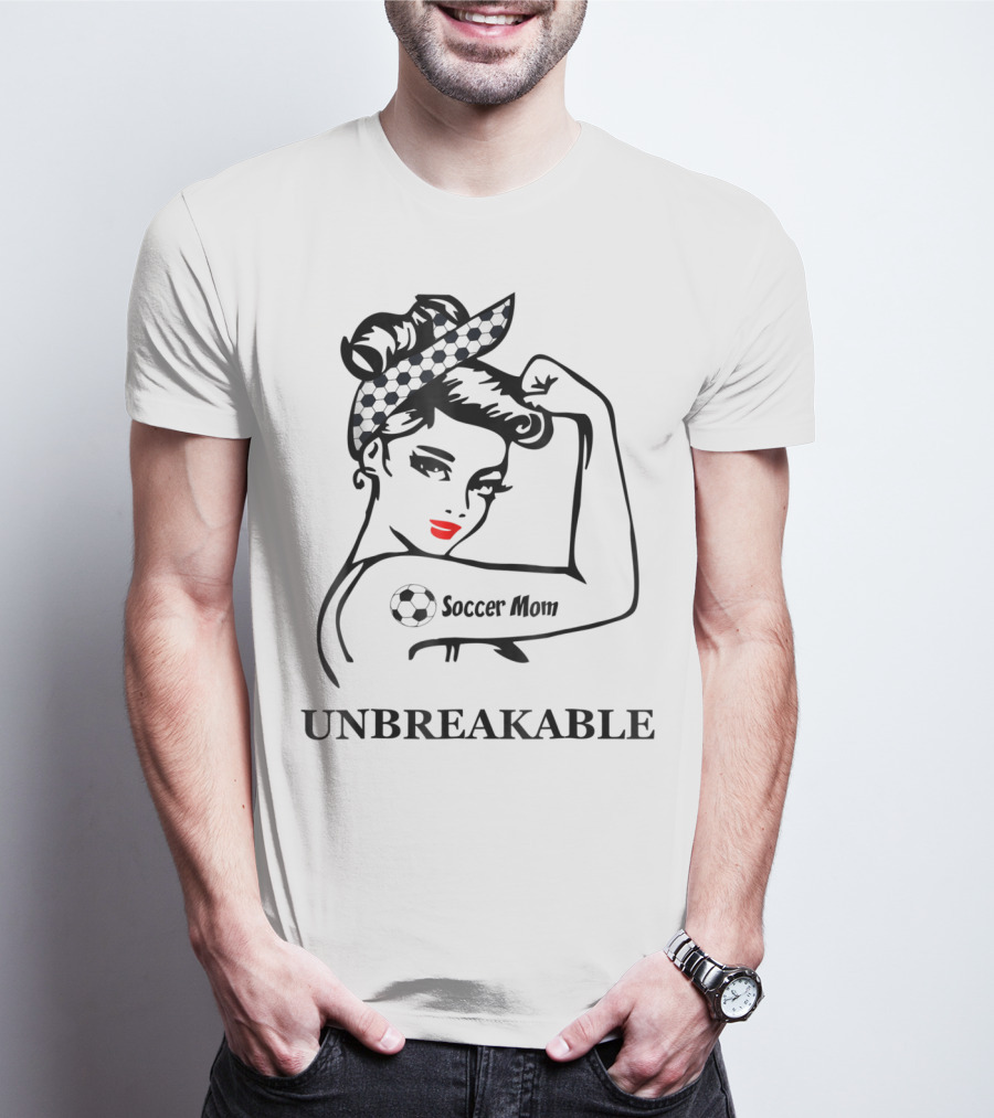 Unbreakable Soccer Mom With Soccer Ball Headscarf And Tattoo T-Shirt
