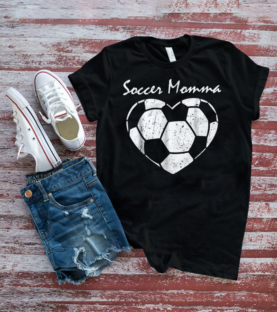 Soccer Momma Heart Graphic Soccer T-Shirt