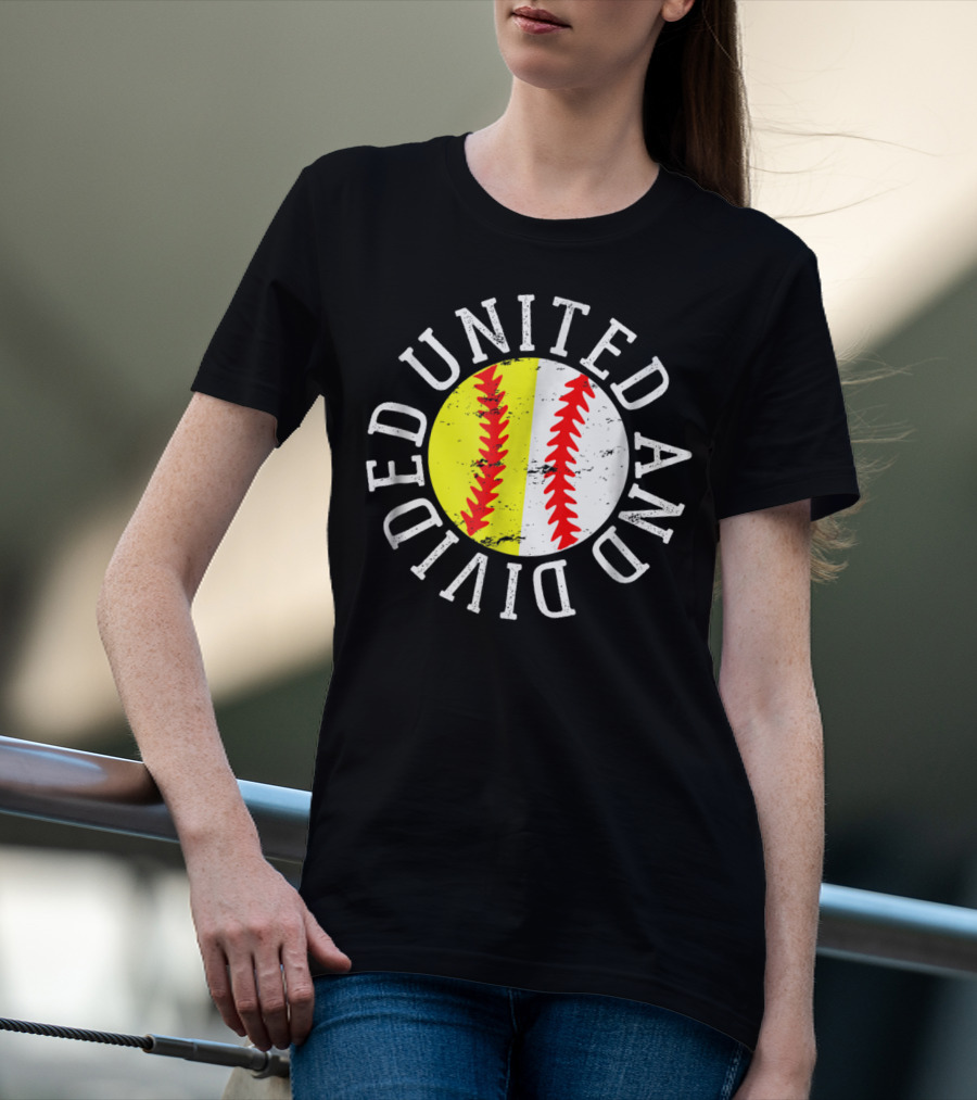 Softball Baseball United And Divided Cool Cute Son Daughter T-Shirt