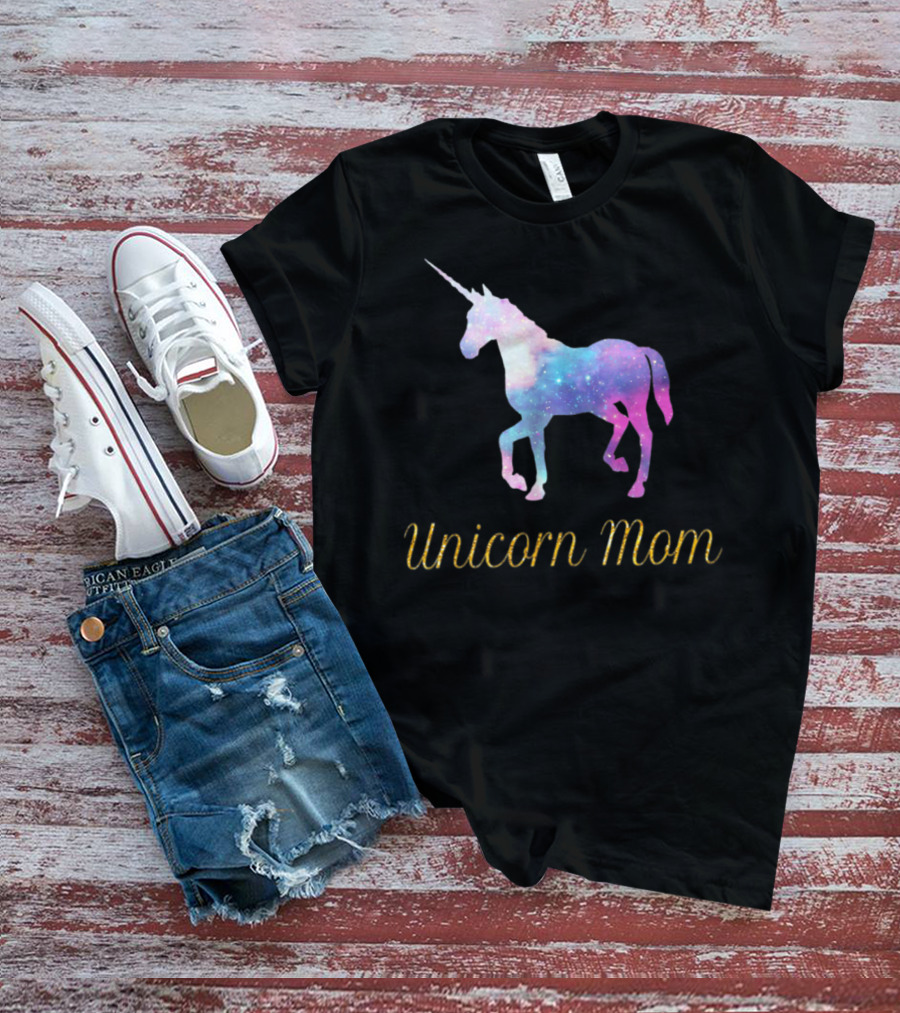 Unicorn Mom Sparkly Galaxy Birthday Party T-Shirt
