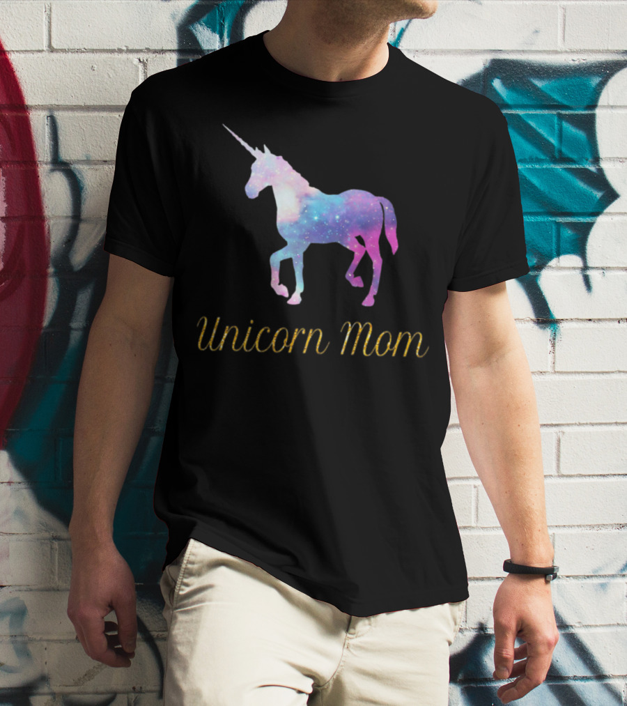 Unicorn Mom Sparkly Galaxy Birthday Party T-Shirt