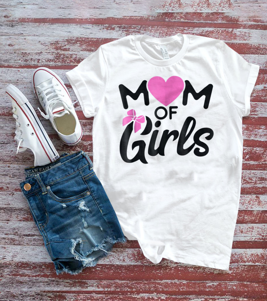 Mom Of Girls Heart And Bow T-Shirt