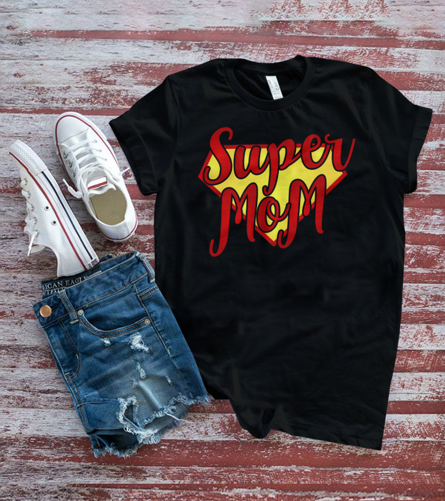 Super Mom Iconic Symbol Bold Red Yellow T-Shirt