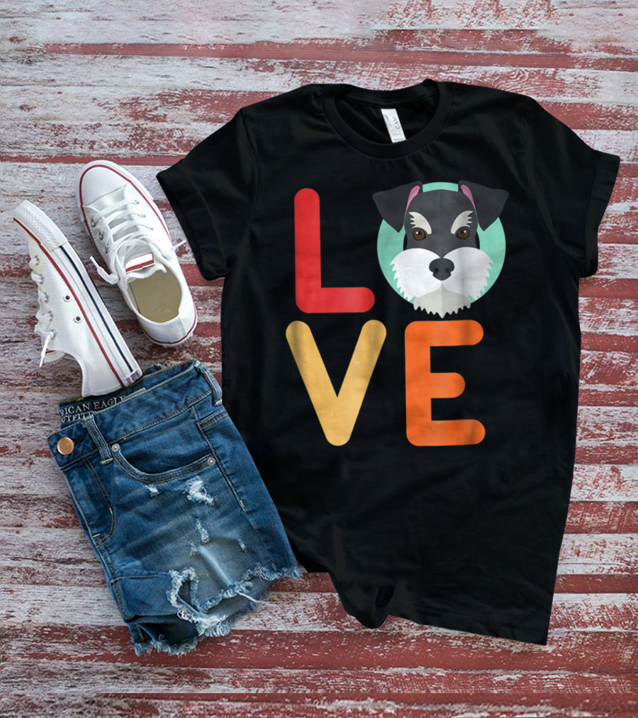 Love Miniature Schnauzer Dog And Puppy For Dog T-Shirt