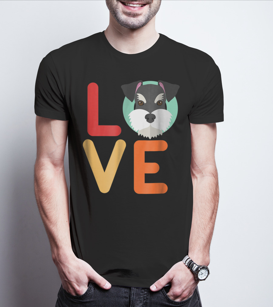 Love Miniature Schnauzer Dog And Puppy For Dog T-Shirt