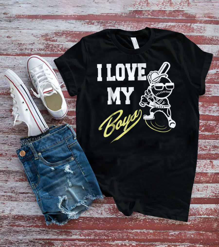 I Love My Boys Baseball Mom And Dad Cool Player T-Shirt