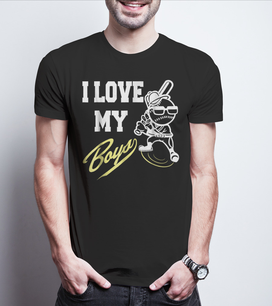 I Love My Boys Baseball Mom And Dad Cool Player T-Shirt