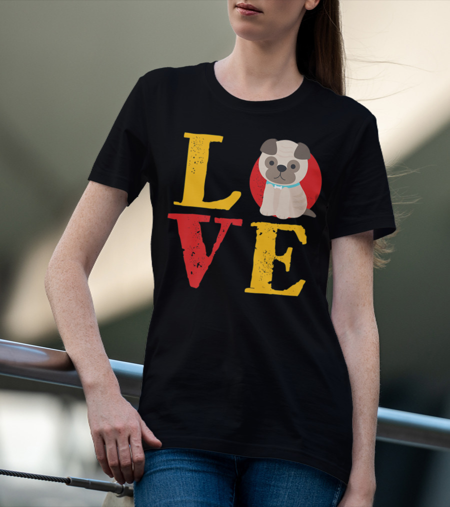 Love Pug Dog Animal Lover Puppies Mom And Dad19 T-Shirt