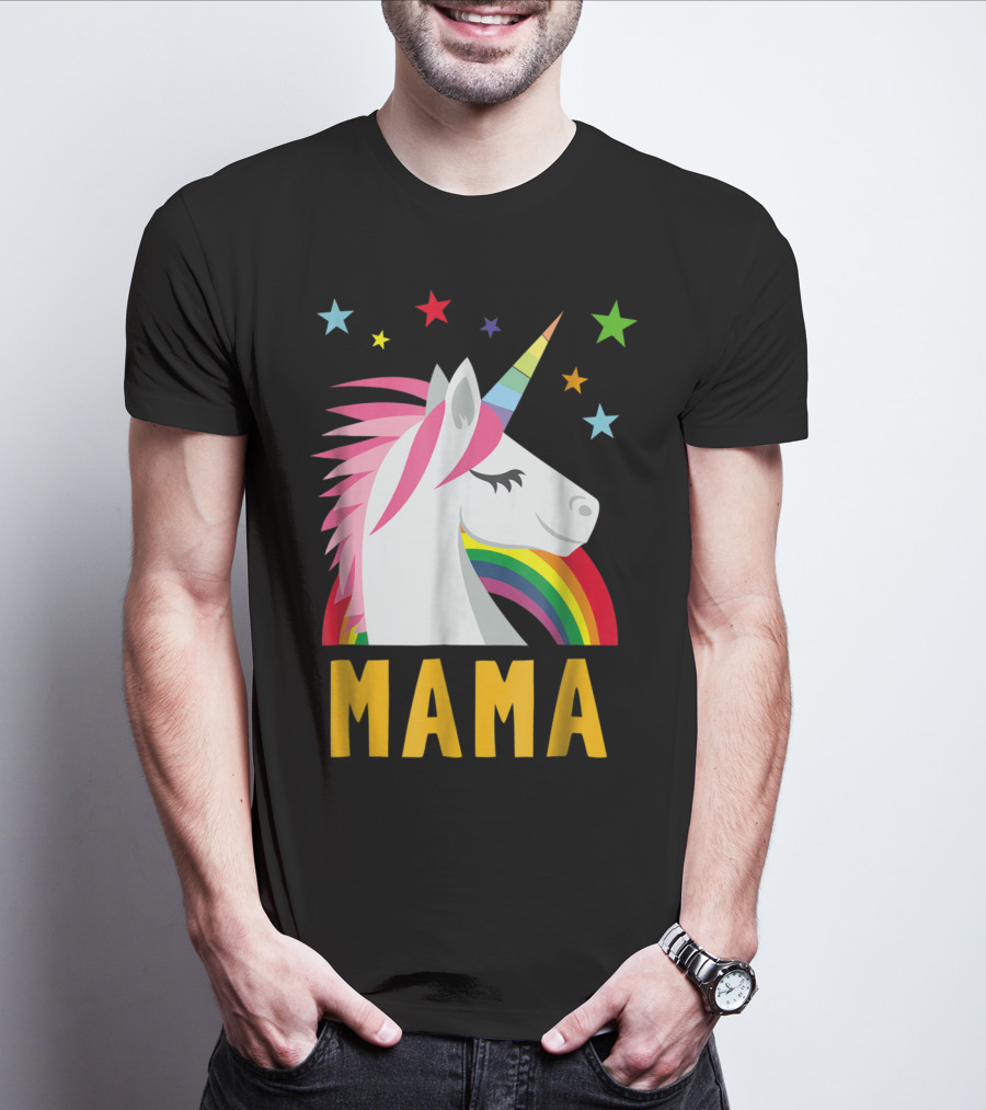 Mama Unicorn Rainbow Star Lovers T-Shirt