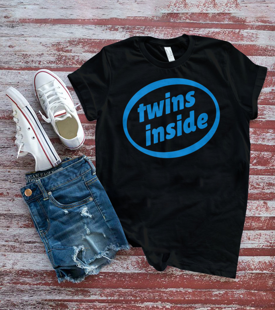 Twins Inside Logo Parody Expecting Pregnancy Announcement T-Shirt