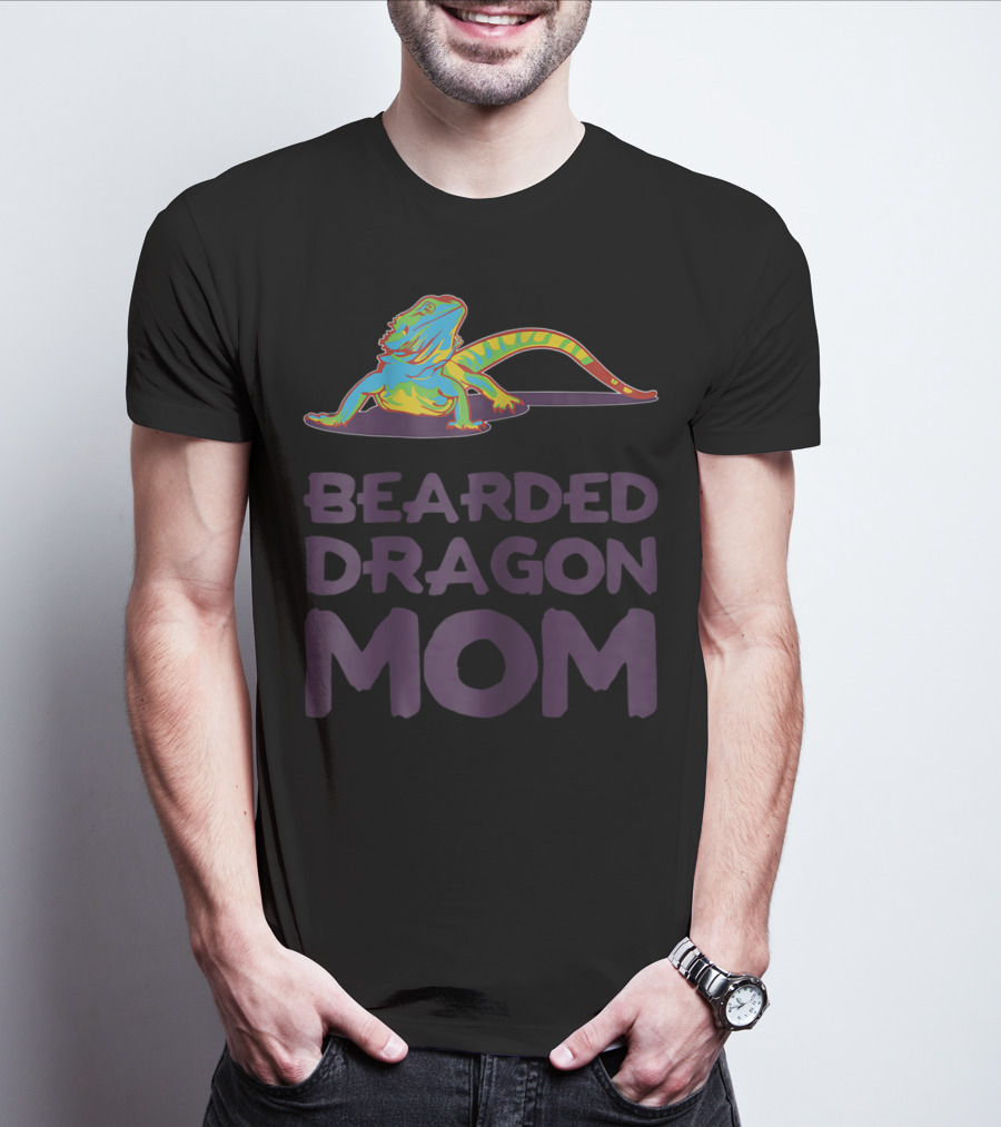 Bearded Dragon Mom Beardie Mother Lizard Retro Colorful T-Shirt