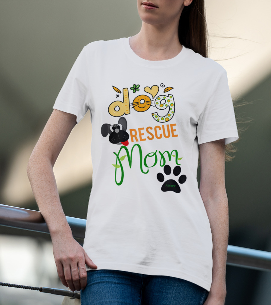Best Dog Rescue Mom Ever Adopt Paw Prints T-Shirt