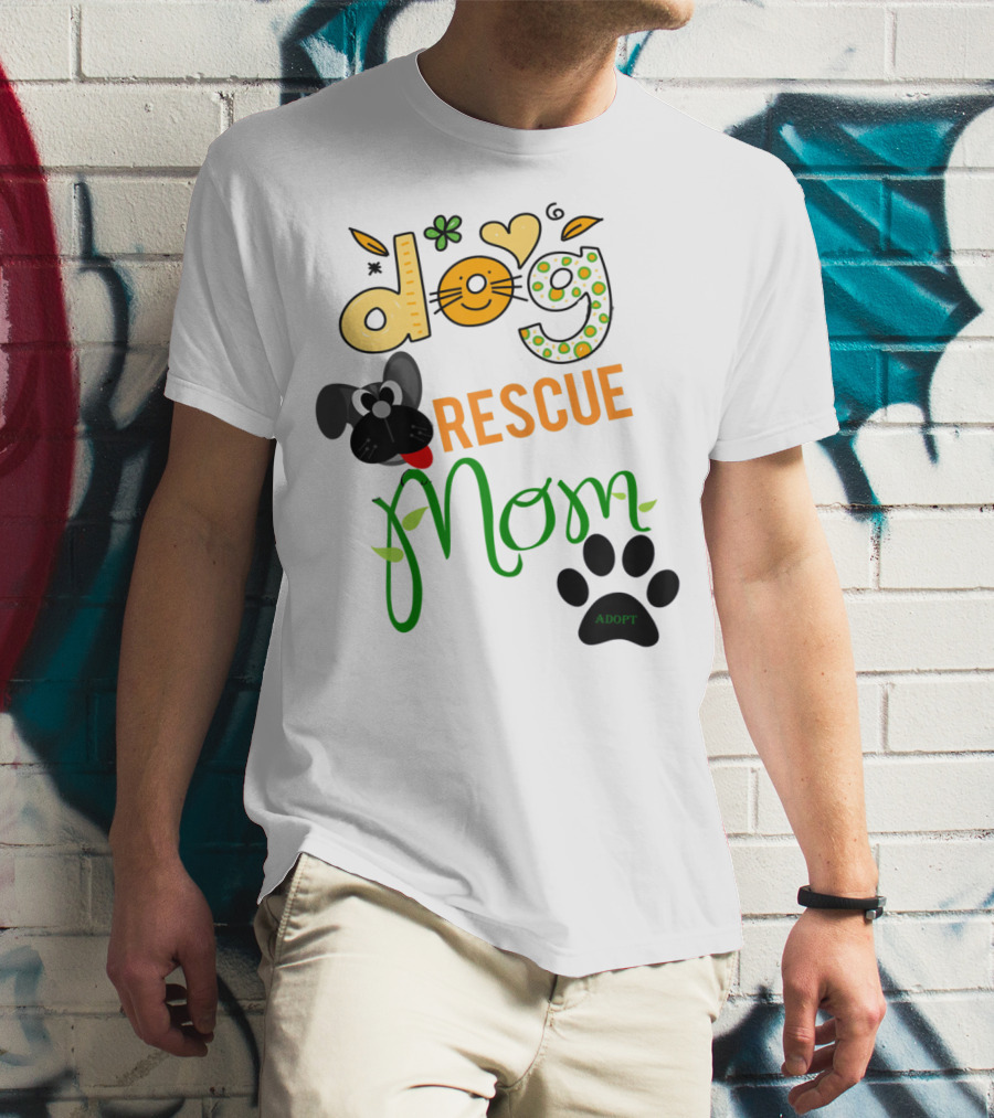 Best Dog Rescue Mom Ever Adopt Paw Prints T-Shirt