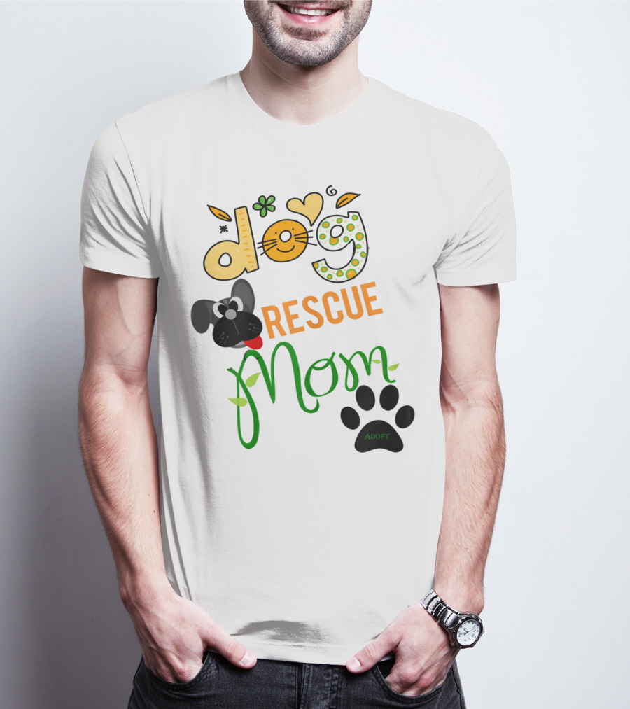 Best Dog Rescue Mom Ever Adopt Paw Prints T-Shirt