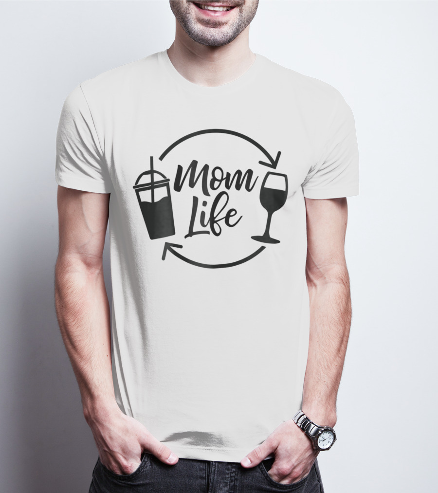 Mom Life Coffee Wine Funny MomLife T-Shirt