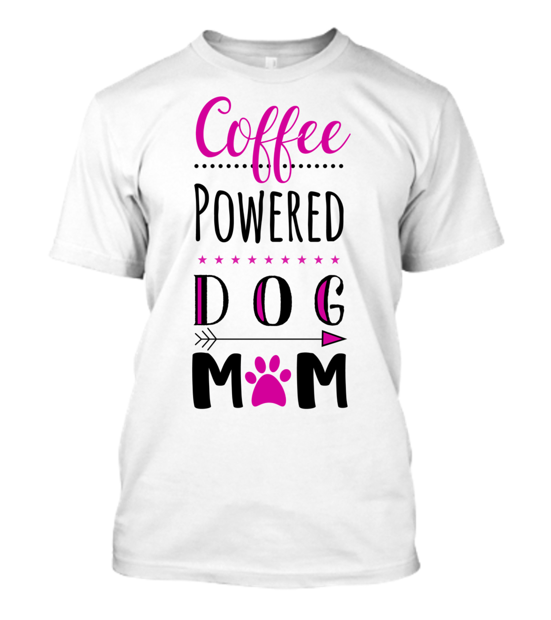 Coffee Powered Dog Mom Paw Print Arrow Stars T-Shirt