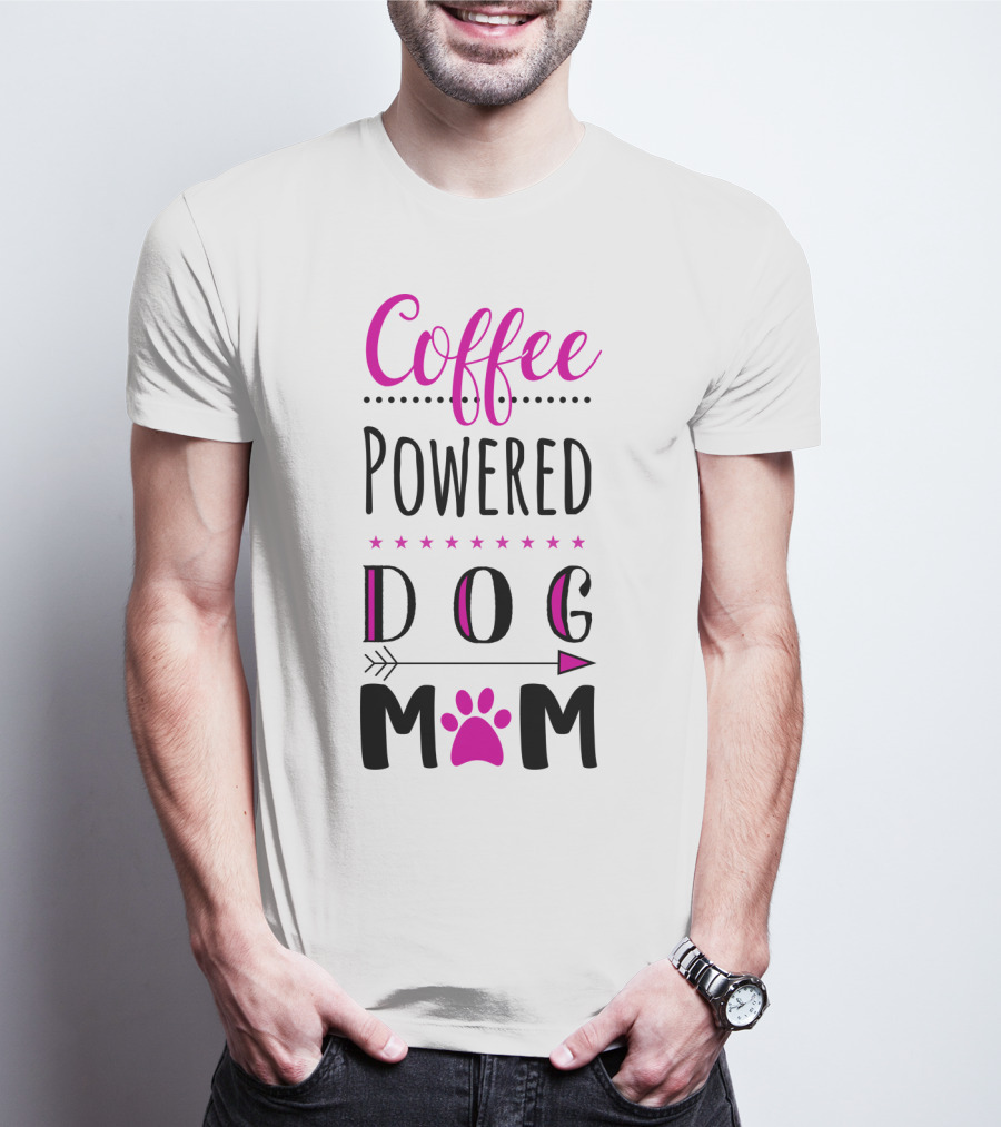 Coffee Powered Dog Mom Paw Print Arrow Stars T-Shirt
