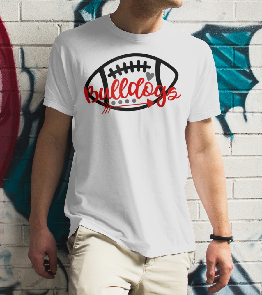 Bulldogs Football Mom Bulldog Mascot With Heart And Arrow T-Shirt