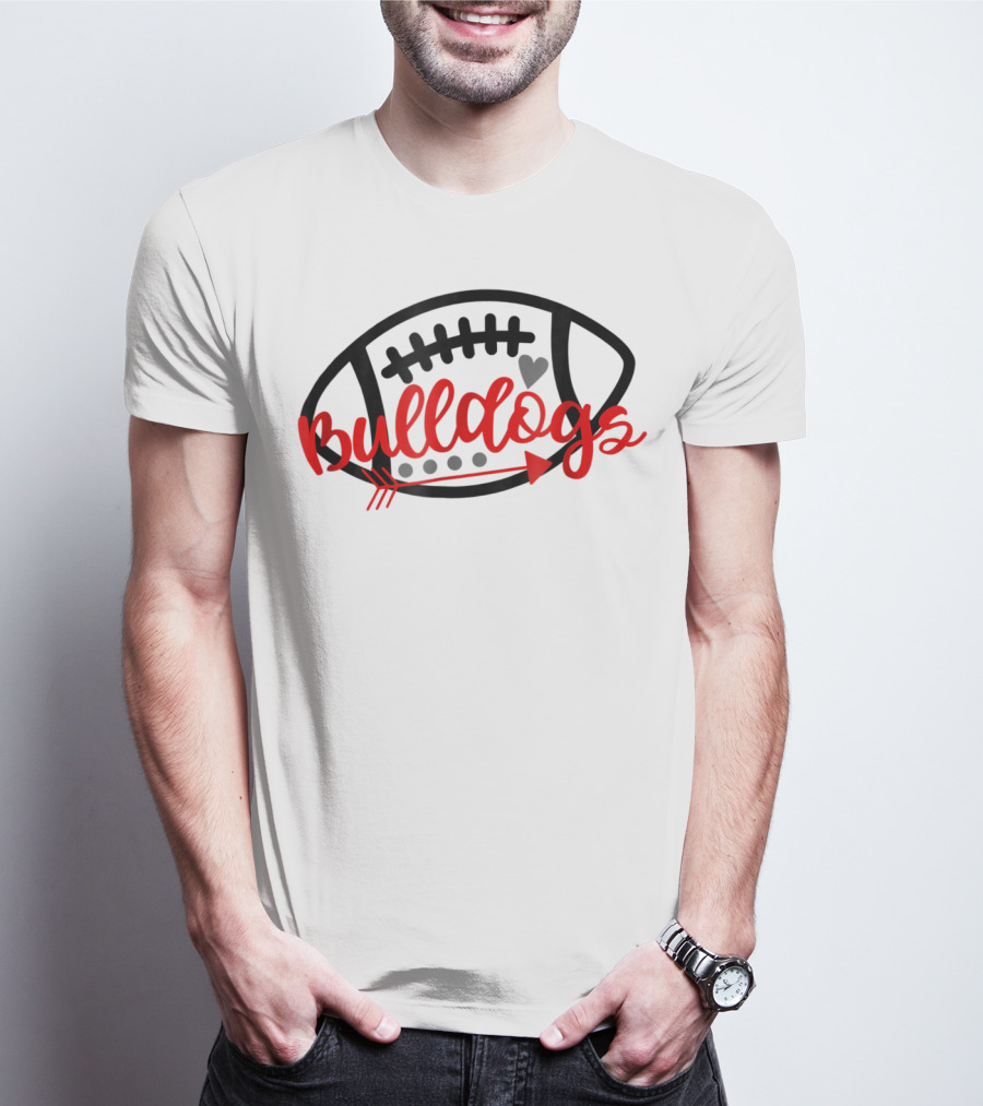 Bulldogs Football Mom Bulldog Mascot With Heart And Arrow T-Shirt