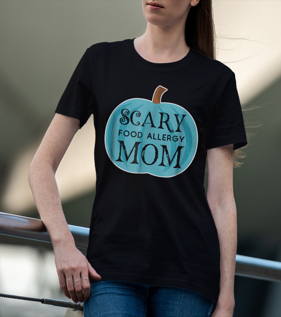 Scary Food Allergy Mom Blue Pumpkin Halloween T-Shirt