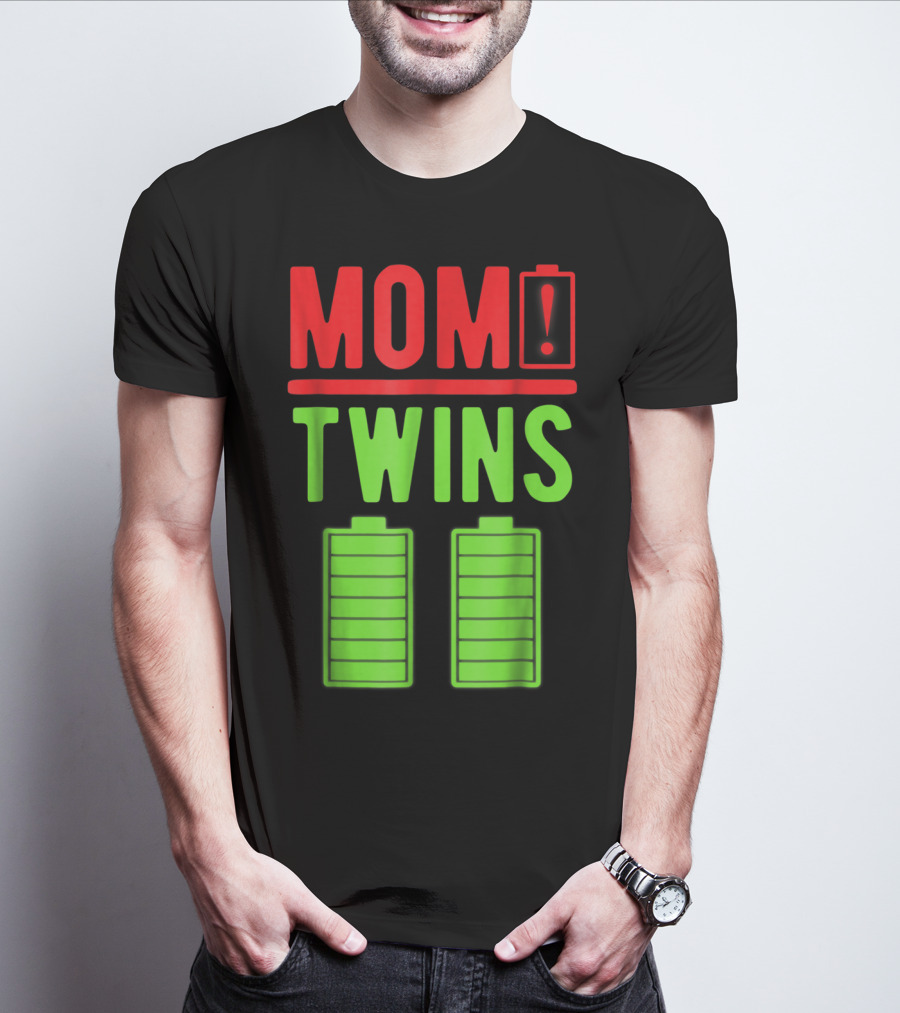 Mom Twins Battery Life Depleted Funny Twins Mom T-Shirt