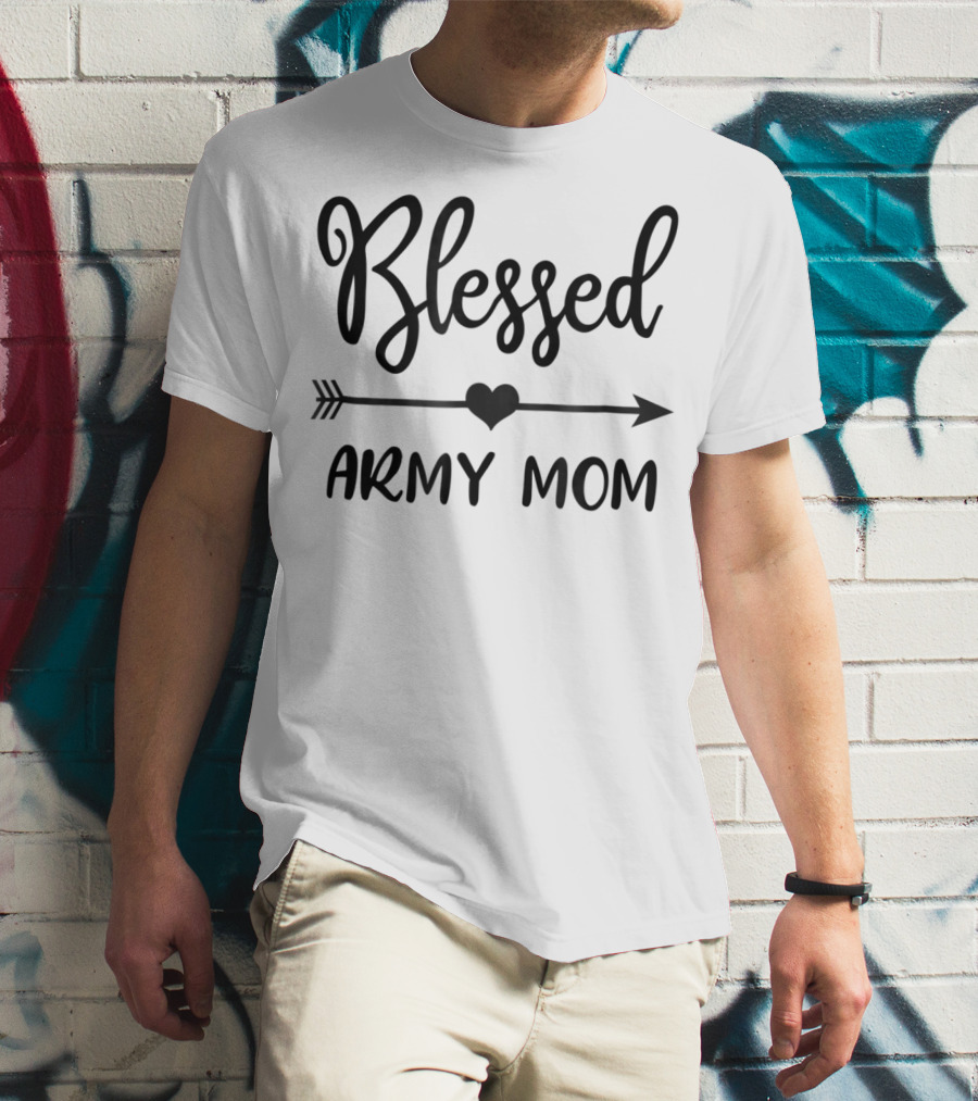 Blessed Army Mom Arrow Heart T-Shirt