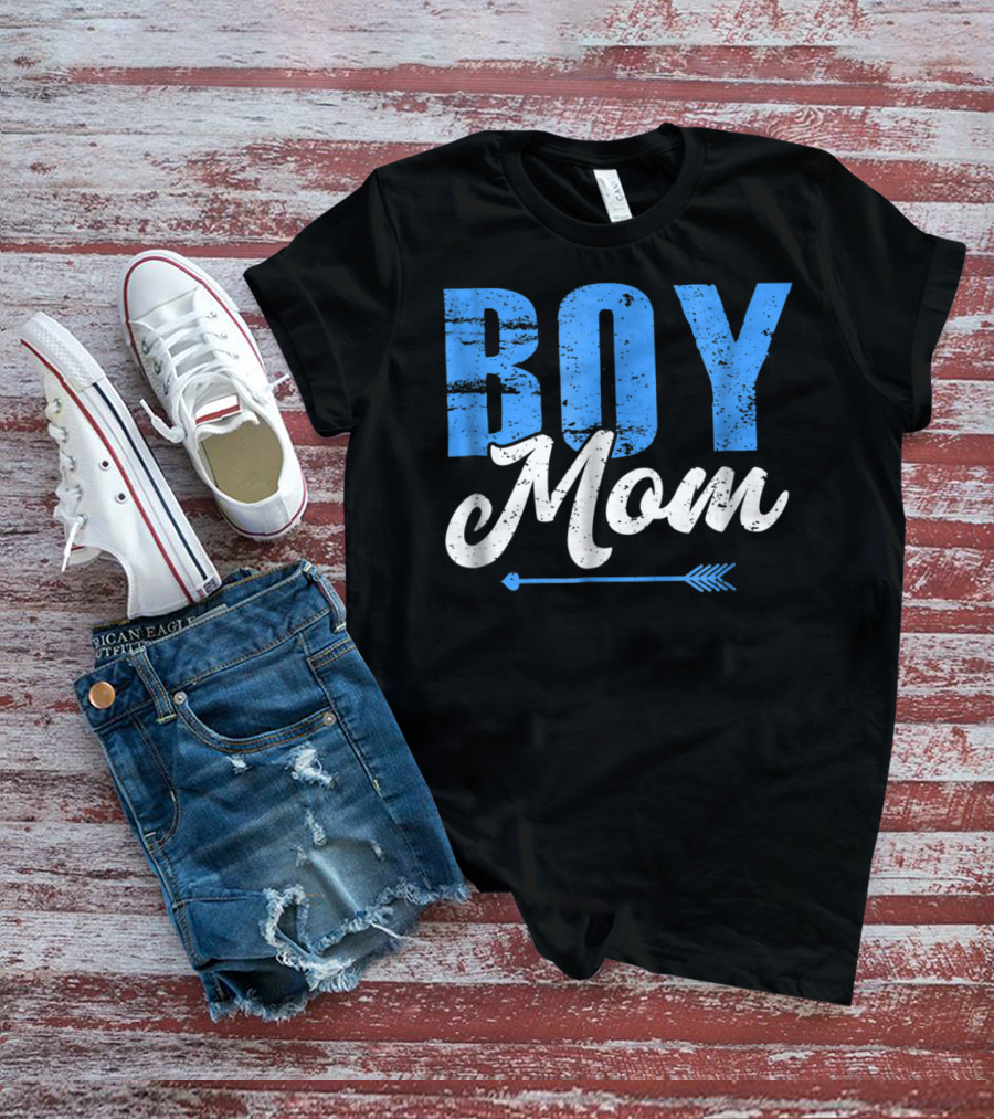 Boy Mom Bold Blue Lettering With Arrow T-Shirt