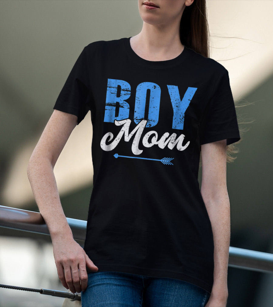 Boy Mom Bold Blue Lettering With Arrow T-Shirt