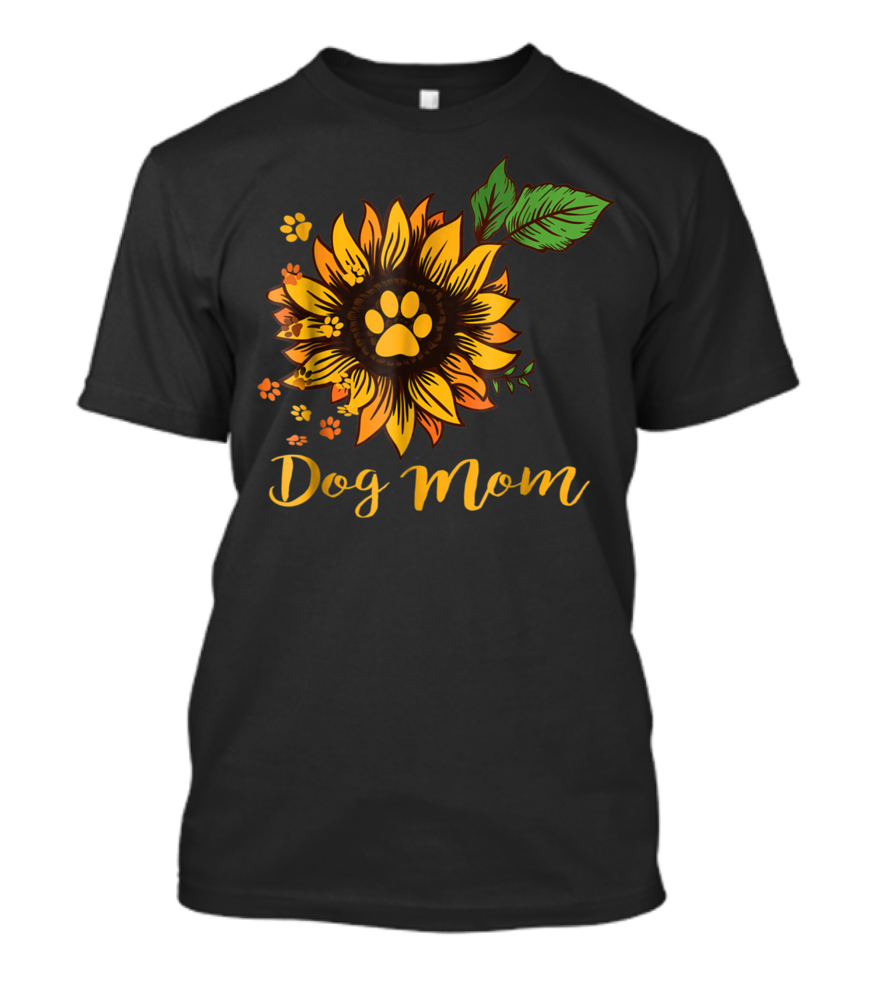 Dog Mom Sunflower Paw Print Cute Dog Mom T-Shirt