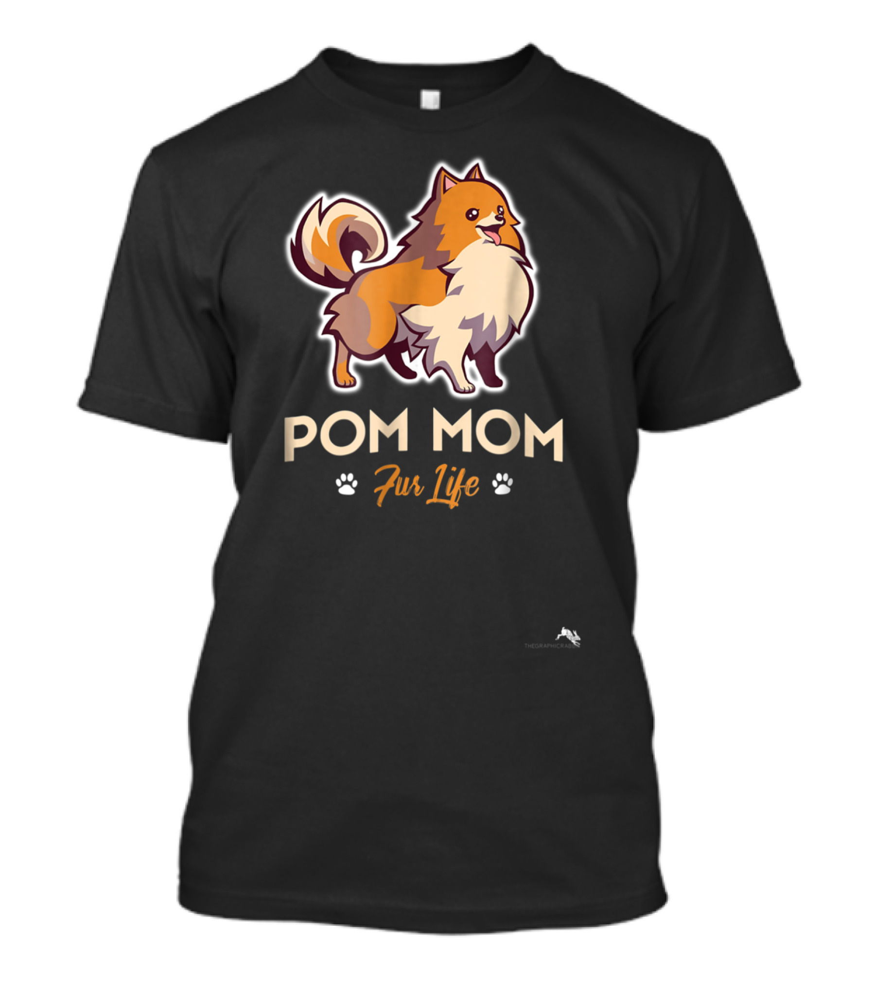 Pom Mom Fur Life Pomeranian Paw Prints T-Shirt
