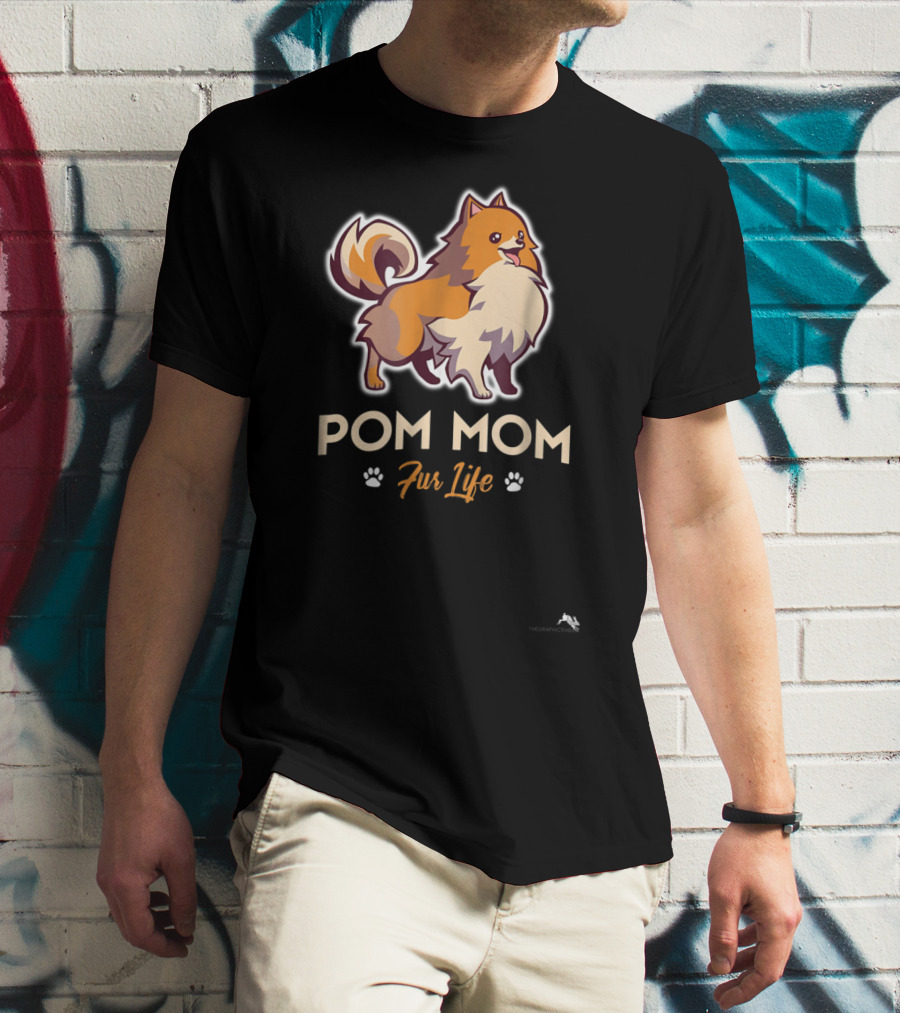 Pom Mom Fur Life Pomeranian Paw Prints T-Shirt