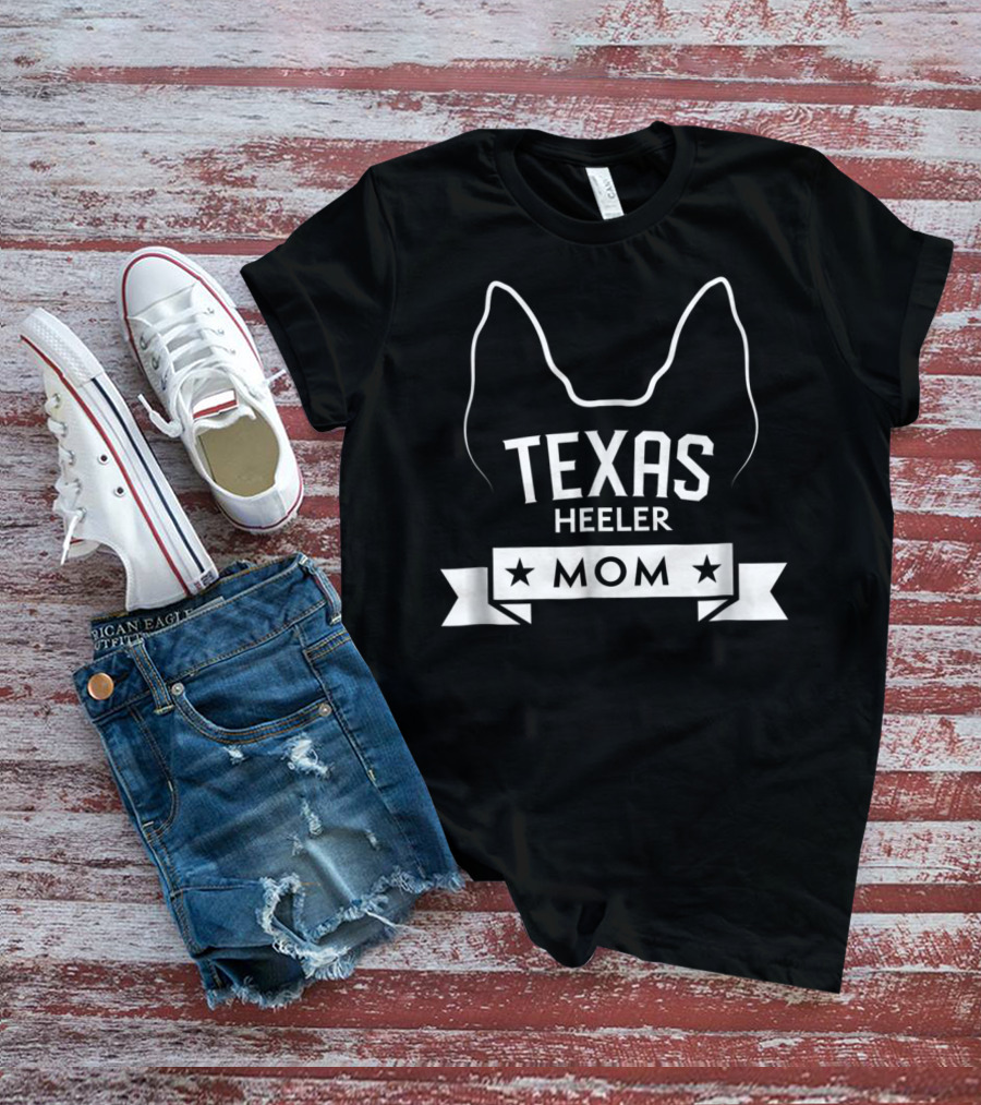 Texas Heeler Mom Dog Breed Lover With Ears And Stars T-Shirt