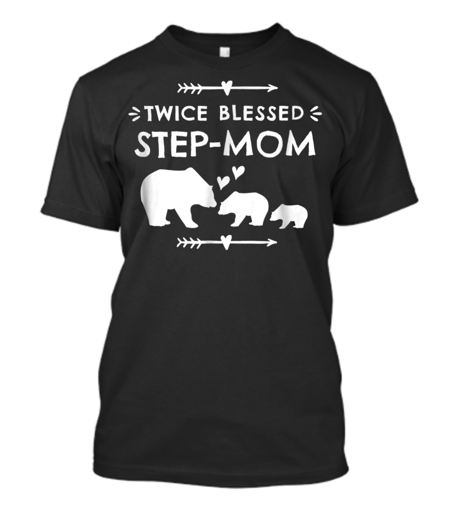 Twice Blessed Step-Mom Bear Family Cubs Hearts T-Shirt
