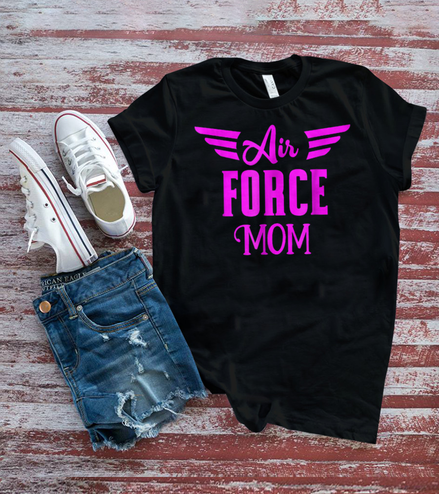 US Air Force Pink Proud Air Force Mom Wings T-Shirt