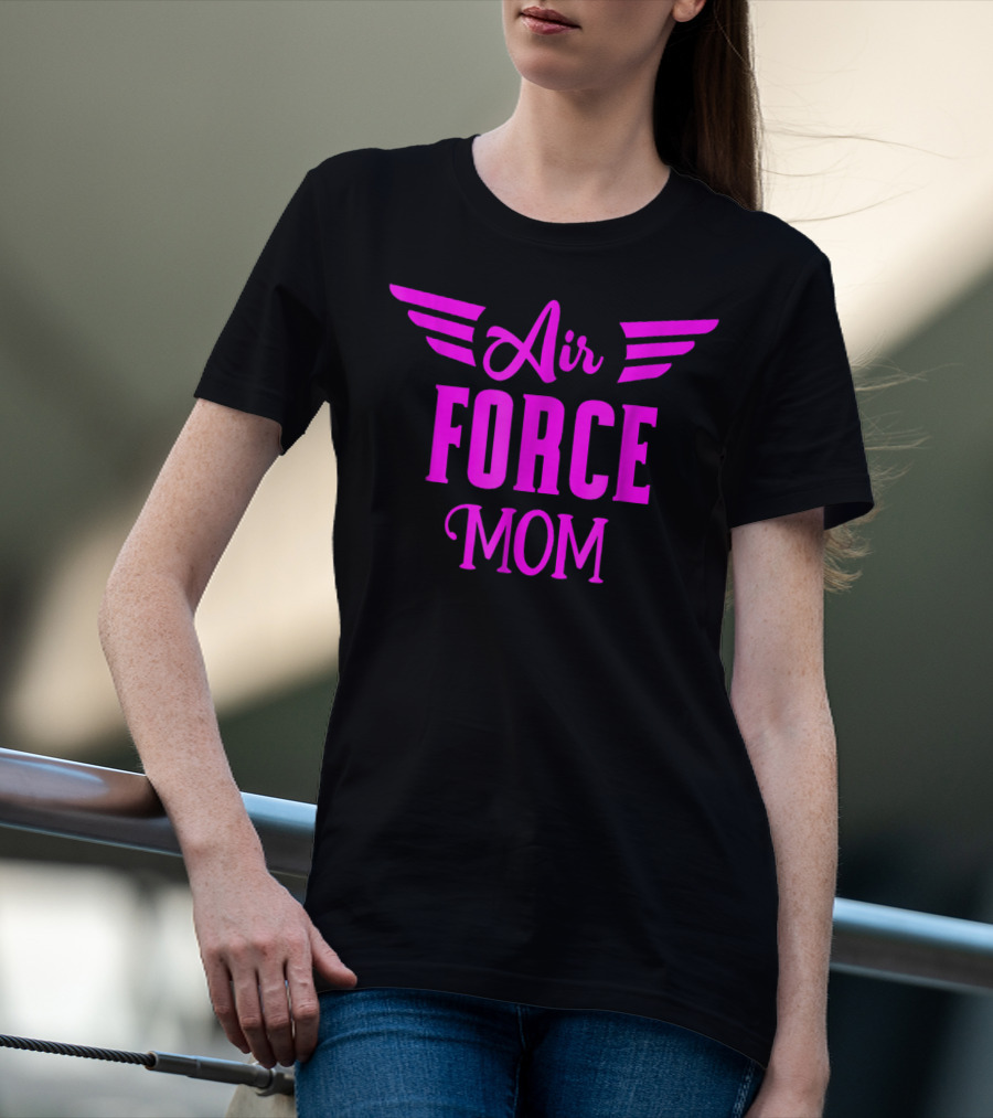 US Air Force Pink Proud Air Force Mom Wings T-Shirt