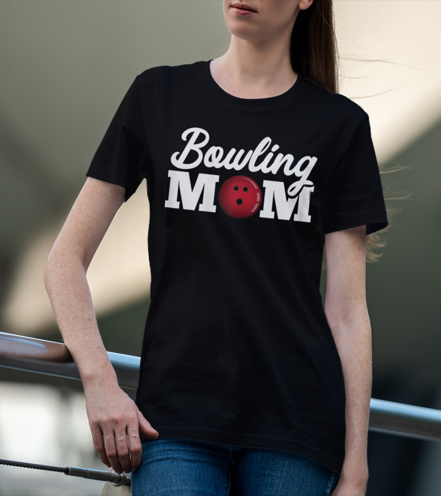 Bowling Mom With Red Bowling Ball Icon Striking Fun T-Shirt
