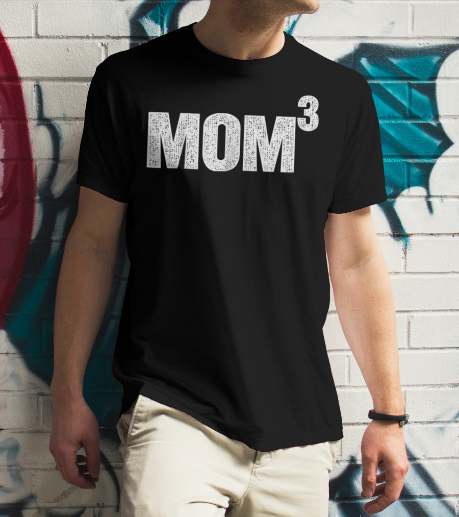 Distressed Mom Cubed Mom Of Three Equation T-Shirt