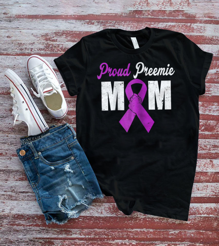 Proud Preemie Mom Premature Birth Awareness Purple T-Shirt