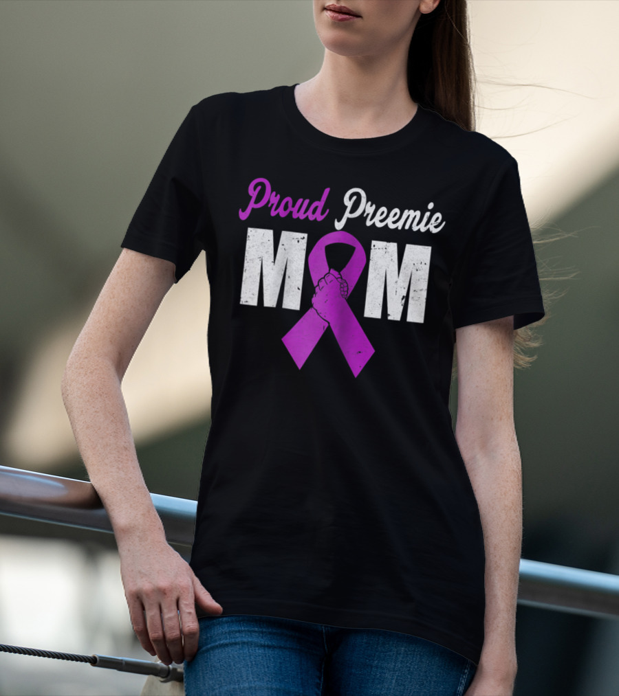 Proud Preemie Mom Premature Birth Awareness Purple T-Shirt