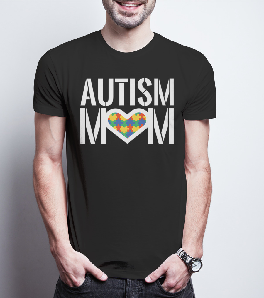 AUTISM MOM Heart Puzzle T-Shirt