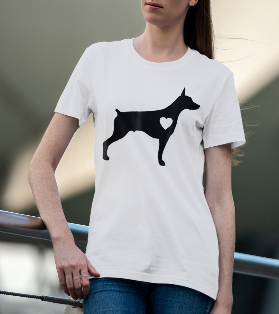 Doberman Heart Love Silhouette Dog Mom90 T-Shirt