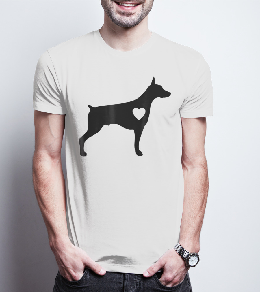 Doberman Heart Love Silhouette Dog Mom90 T-Shirt