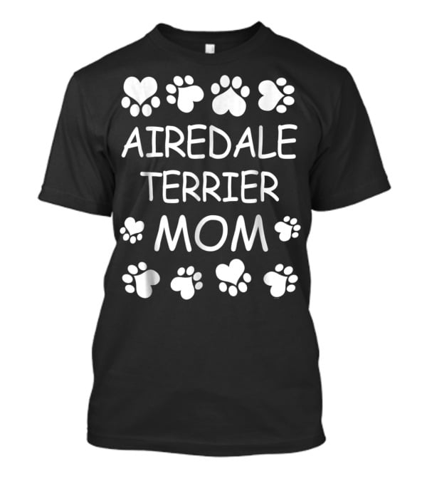 Airedale Terrier Mom Paw Prints Christmas Birthday Lovers T-Shirt