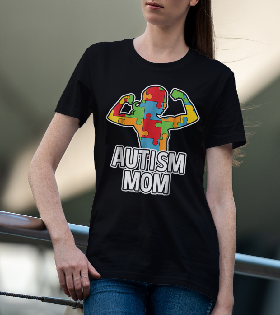 Autism Mom Puzzle Piece Awareness T-Shirt