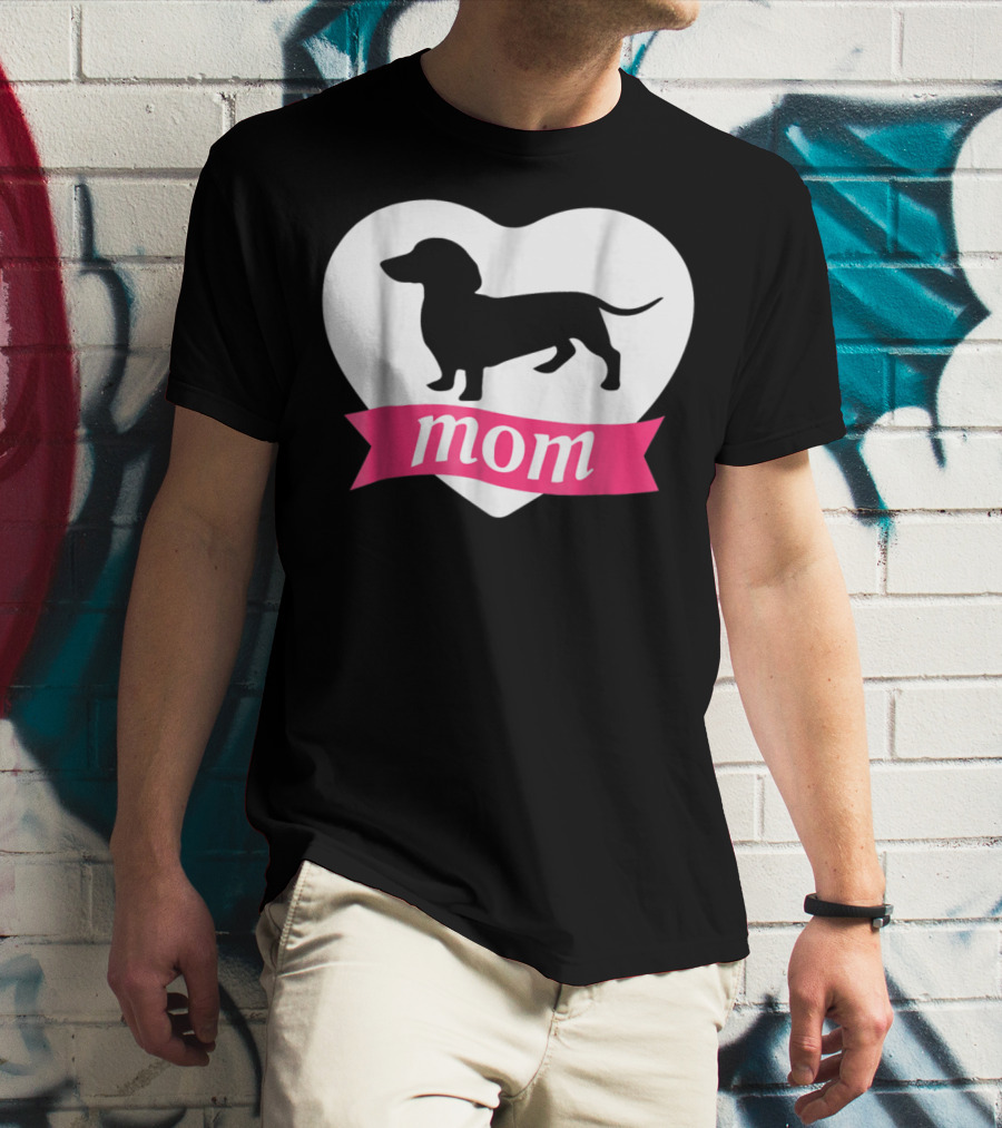 DACHSHUND MOM Heart Silhouette Vintage Fleece T-Shirt