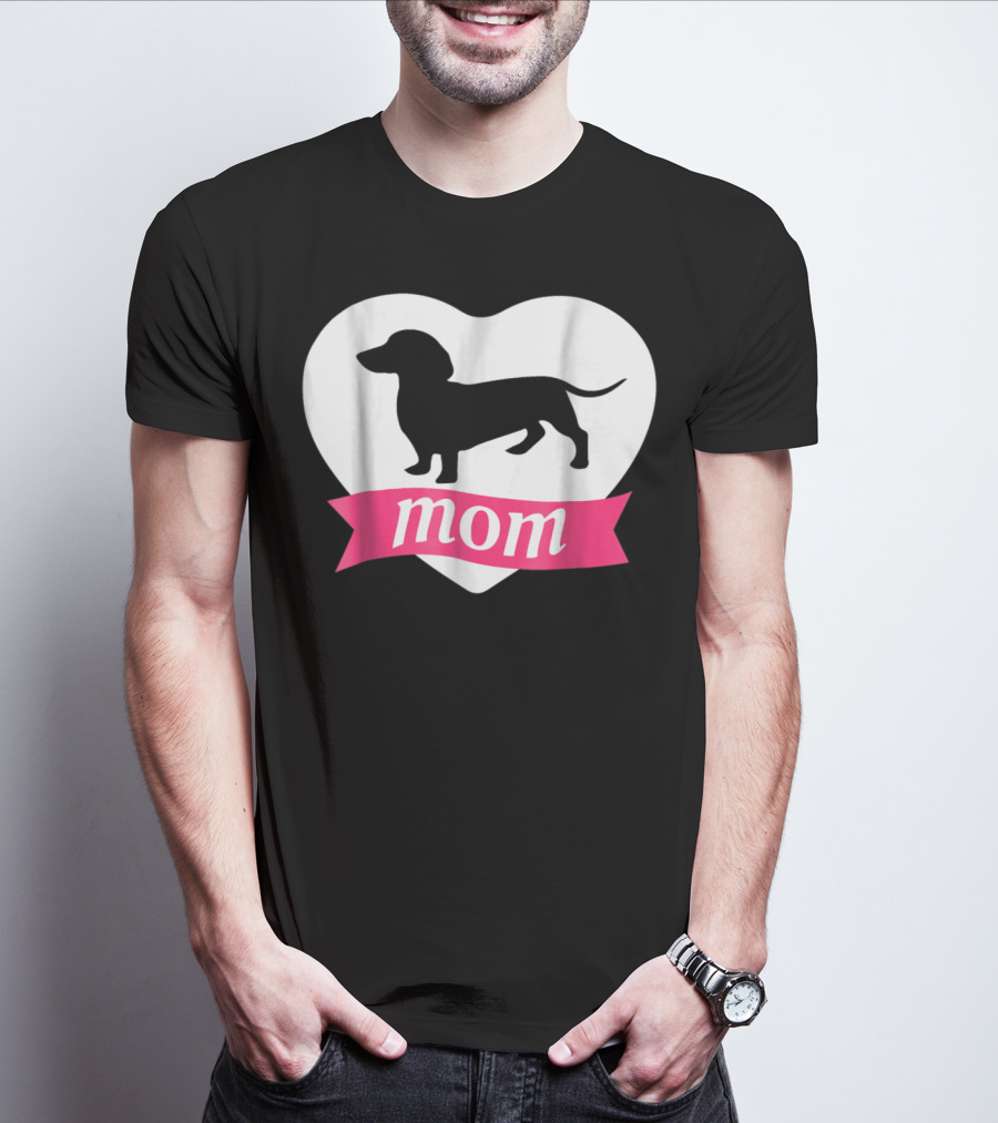 DACHSHUND MOM Heart Silhouette Vintage Fleece T-Shirt