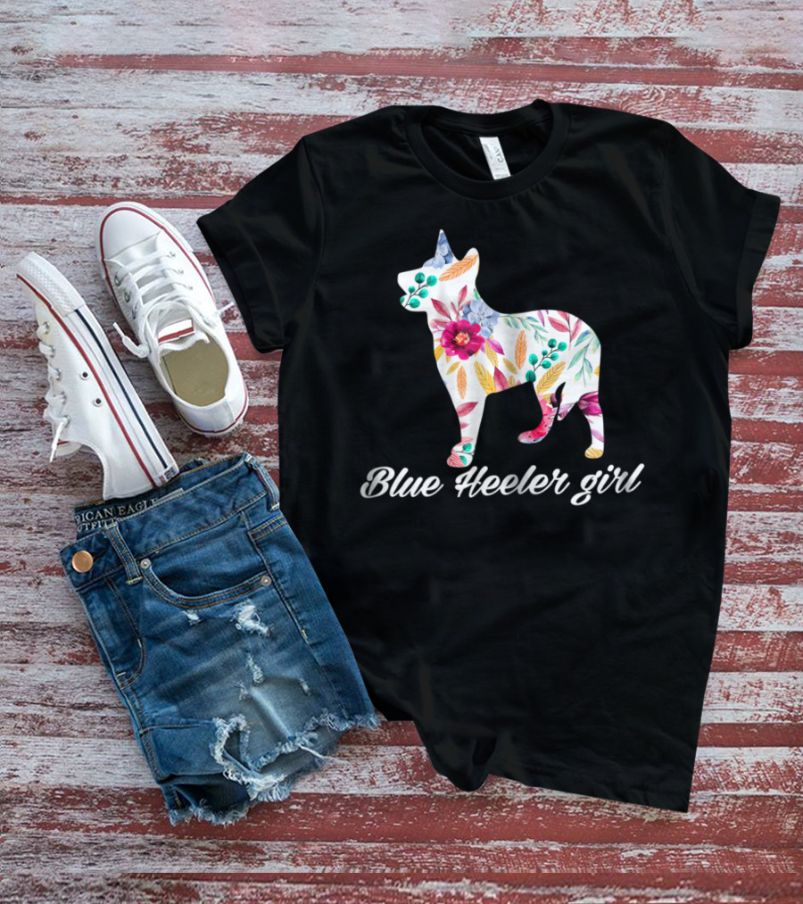 Decorative Flowers Blue Heeler Girl Cattle Dog Mom T-Shirt